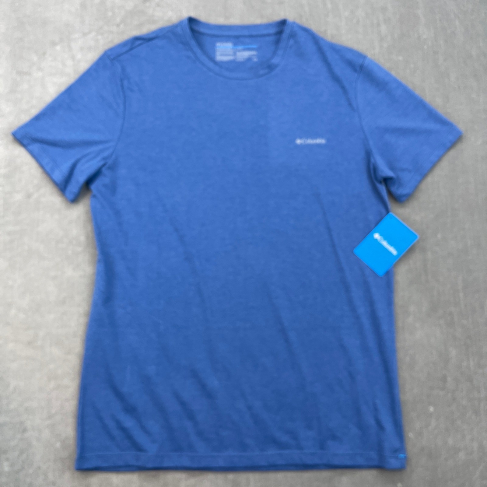 Columbia Mens Large Blue Sportswear T Shirt Crew Neck Short Sleeve Cotton Blend