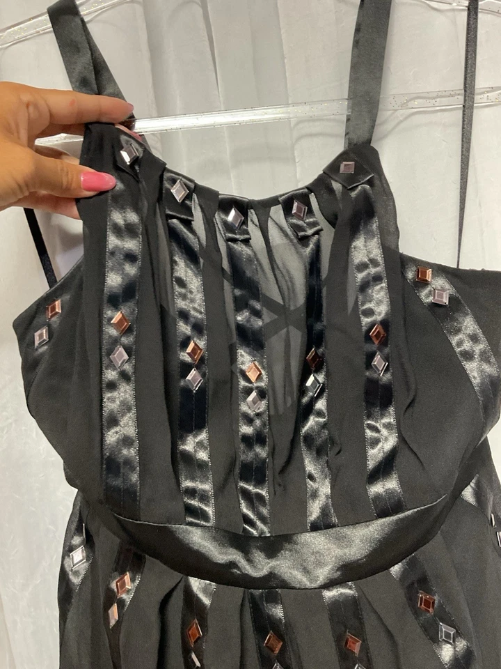 Sue Wong Dress Women’s 4 Black Ribbon Tulle Gothic Fairy Whimsigoth Y2K Romantic - Image 2 of 4