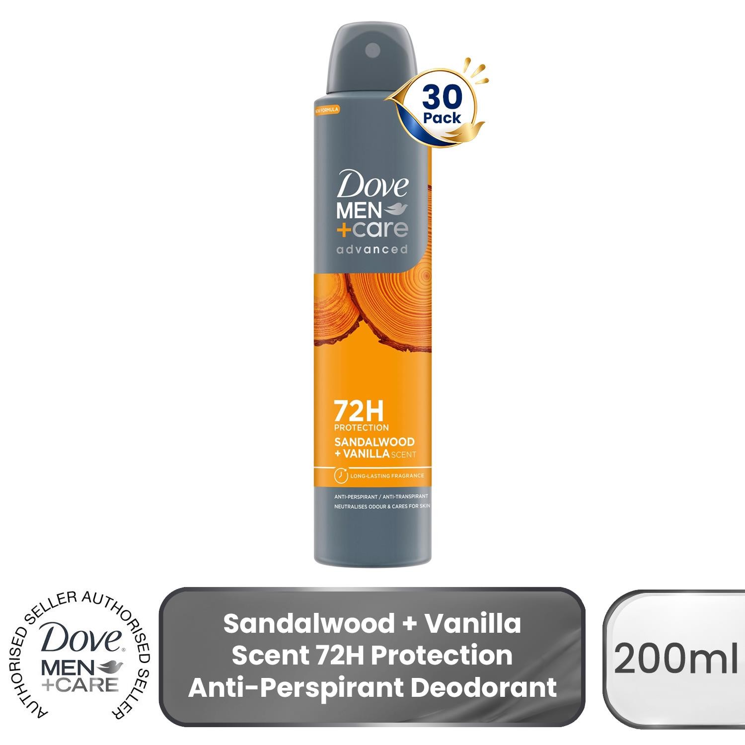Dove Men+Care AntiPerspirant Deodorant Spray Sandalwood + Vanilla, 30x200ml - Image 3