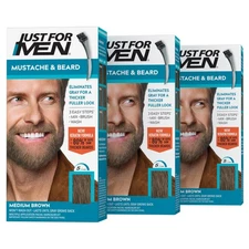 Just For Men Mustache & Beard Beard Coloring for Gray Hair with Brush with Ke...