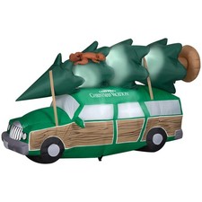 Gemmy Christmas Inflatable Griswold Station Wagon with Tree and Squirrel, 4.5 ft