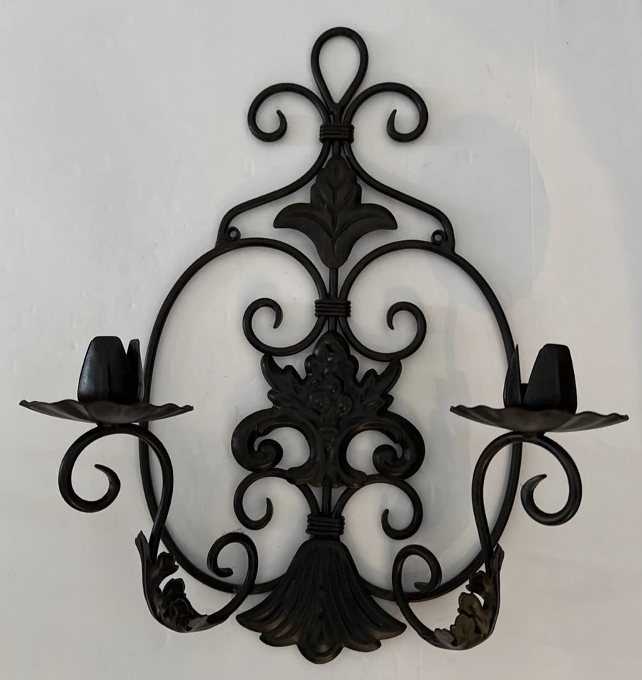 Пара чугунных настенных бра со свечами высотой 18 дюймов x длиной 13 дюймов Southern Living - Изображение 2 из 4