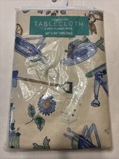 Vtg Home Trends Vinyl Tablecloth Soft Flannel Back 60" x 84" Oblong Garden NEW
