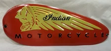 NEW Indian Motorcycle Metal Tank Shaped Sign, Wallhanger 19” X 8”