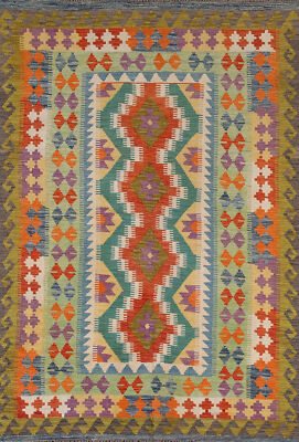 Kilim Kelim Handmade Rugs Flatweave Vibrant Geometric Wool Carpet 6x8 ft