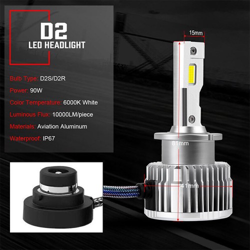 D2S D2R LED Headlight Bulb Replace LED Xenon Super White 6000K Conversion 1 Pair - Picture 11 of 12