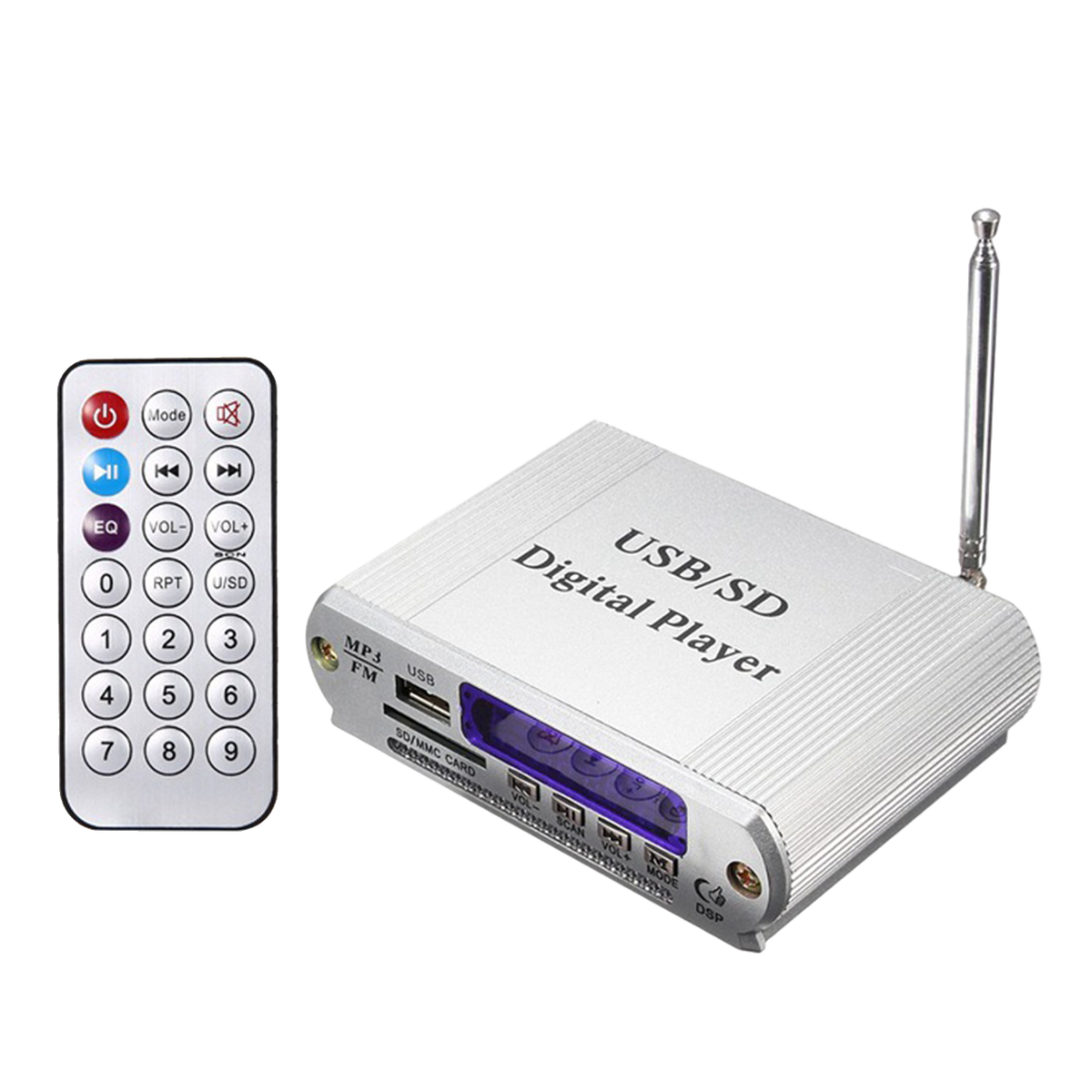 Lettore MP3 USB/SD Con Radio FM E Telecomando – Display LED E Cuffie Incluse – Colore Argento