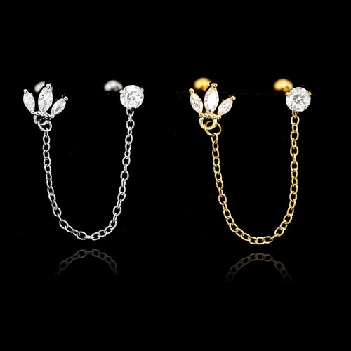 Color Gem Helix Conch Ear Climber Cartilage Ring Ball Bar Stud Piercing Earring - Picture 110 of 157