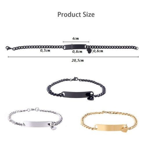 ID Edelstahl Armband mit Herzanhänger mit Gravur nach Wunsch Love 3 Farben NEU - Bild 5 von 14