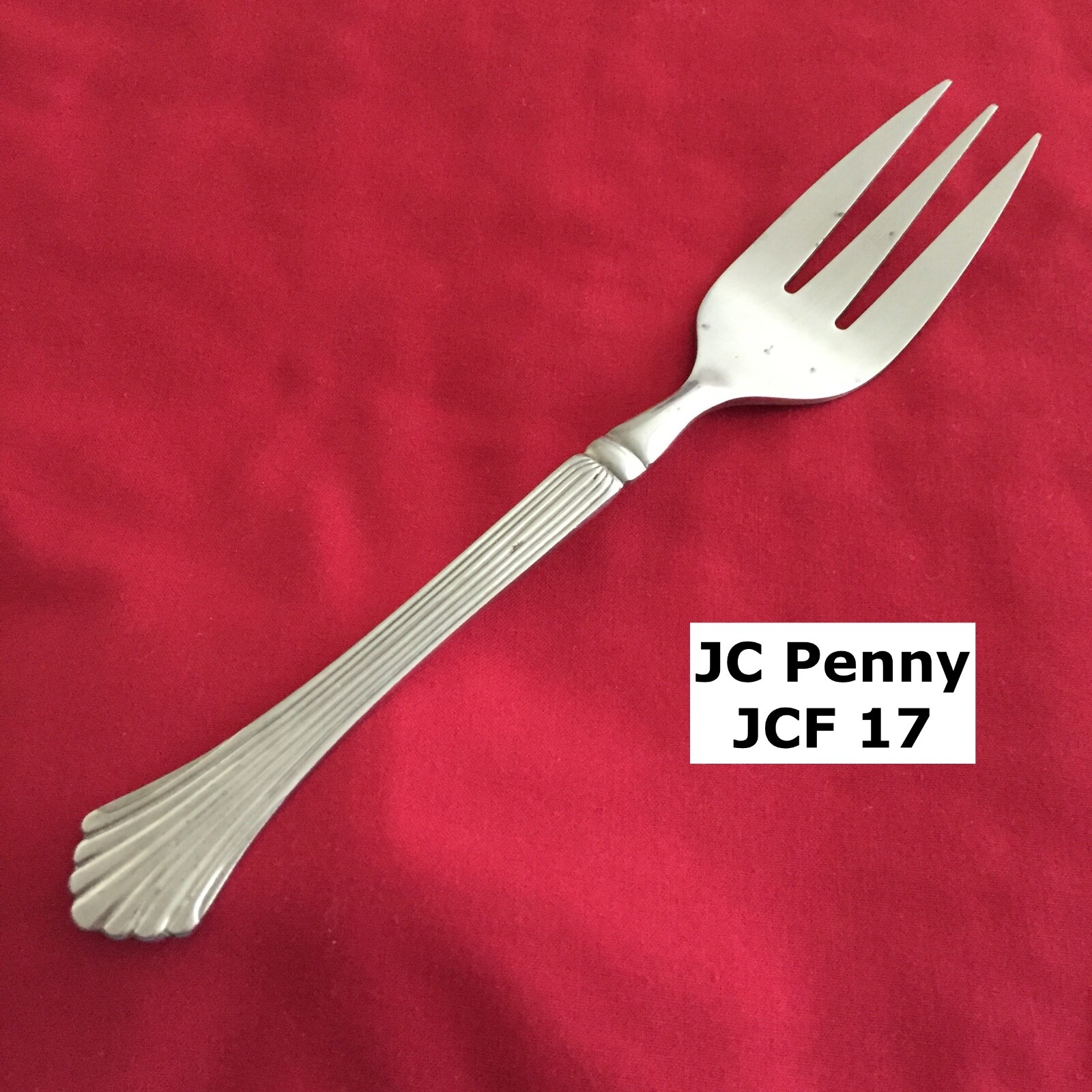 JC Penny JPF 17 9-inch Stainless Steel Serving Fork with Ridges and Plume Tip