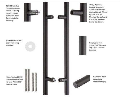 TOGU TG-6012 36 inches Solid Standoffs Heavy-Duty Commercial Grade-304 Stainless - Picture 7 of 7