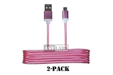 2x Micro USB [50"] Extra Long Metallic Braided Cable PINK VIOLET (#962-003-14)