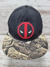 Marvel Deadpool Hat Cap Black Red Snapback Adjustable Wool Blend Comics