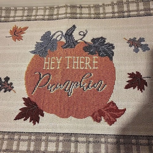 6 Herbst Thanksgiving Wandteppich Tischsets, 13x 19" Hey There Kürbis & Blätter Hallo - Bild 2 von 5