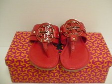 Womens tory burch slippers carnival amanda flat thong tumbled leather size 5.5
