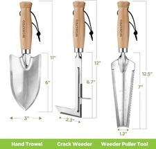 WORKPRO Garden Hand Tool Set 3 Pcs Heavy Duty Weed Puller Tool Lightweight