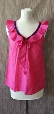 Womens river island pink silk tops blouse bow size 8 #RI02T#