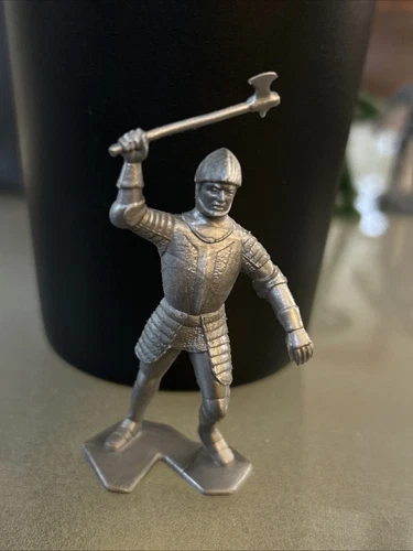 Vintage Small Louis Marx Silver Knight With Axe Plastic Figure