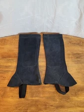 Black Suede Riding Chaps Calf Horseback/Motorcycle Adjustable Size