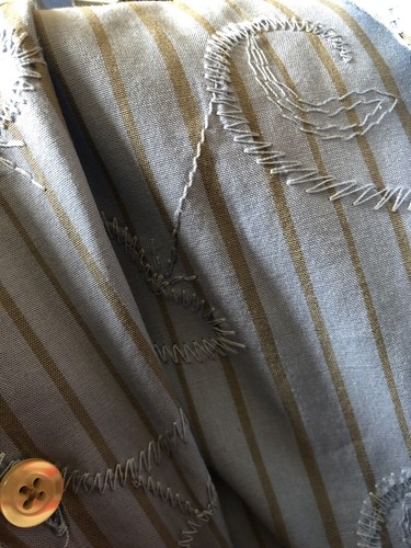 NEXT Men's Blue Brown Stripe Embroidered Short Sleeve Cotton Shirt Size M - Picture 9 of 9