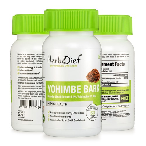 Yohiimbe Bark Extract Capsules Yohimbiine HCL 8% Fat Burner Loss Energy Booster - Picture 4 of 4