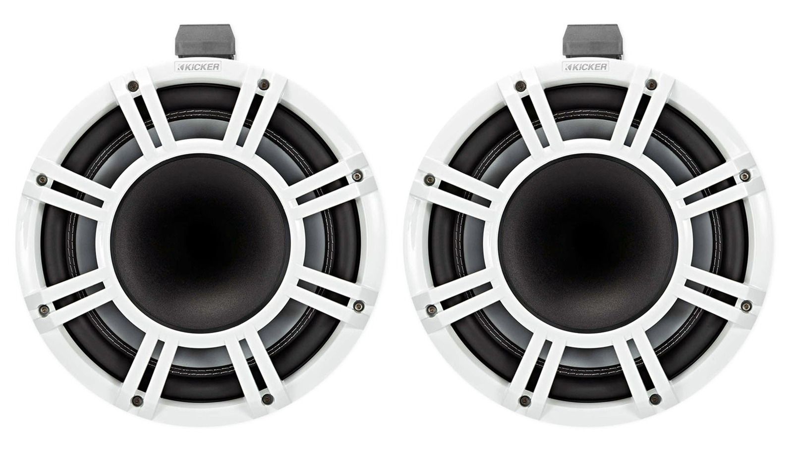 2 Колонки для вейкборда Kicker KMTC11 HLCD 11 600 Вт белые с рупорами 44KMTC114W