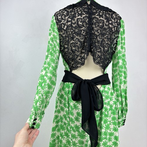Ted Baker Minikleid Blumenmuster grün Peter Pan Kragen Spitze Cut Out Gr. 4 UK 12 - Bild 14 von 21