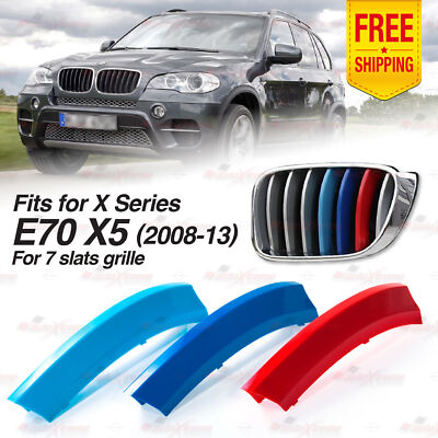 7 BARS Front Kidney Grille 3 Colour Covers Insert Stripe fits BMW X5 E70 2008-13