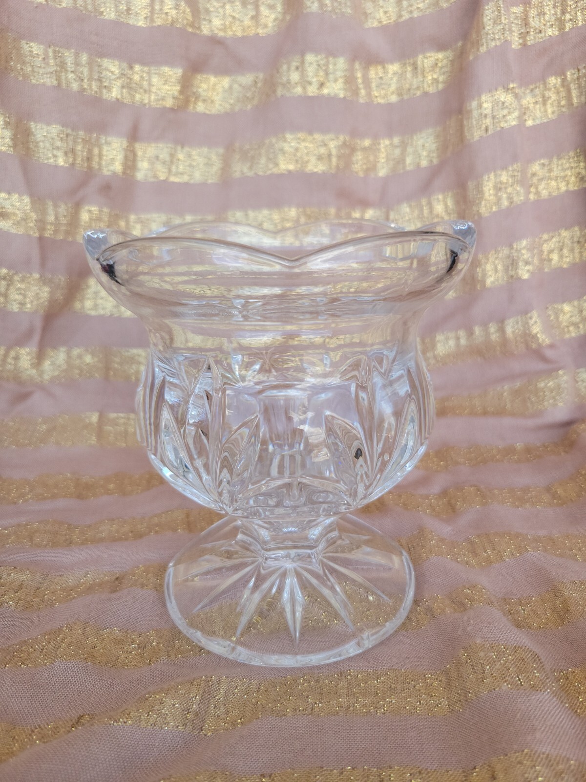 ROYAL LIMITED 24 Lead Crystal Pedestal VaseCandle Holder BEAUTIFUL