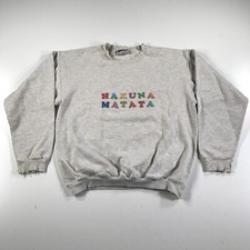 Vintage Hakuna Matata Sweatshirt Mens Medium Heather Gray Spellout Lion King