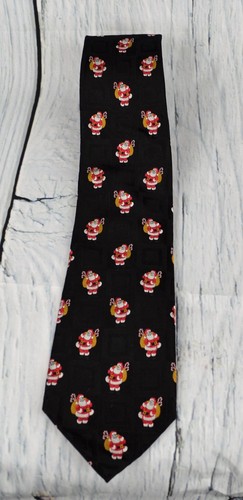Holiday Traditions Hallmark Mens Necktie Santa Black Christmas 3.5"X60" Neckwear - Picture 5 of 8