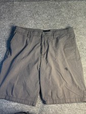 Hurley Chino Shorts Men's 36 Gray Striped Casual Flat Front Mid Rise Outdoor