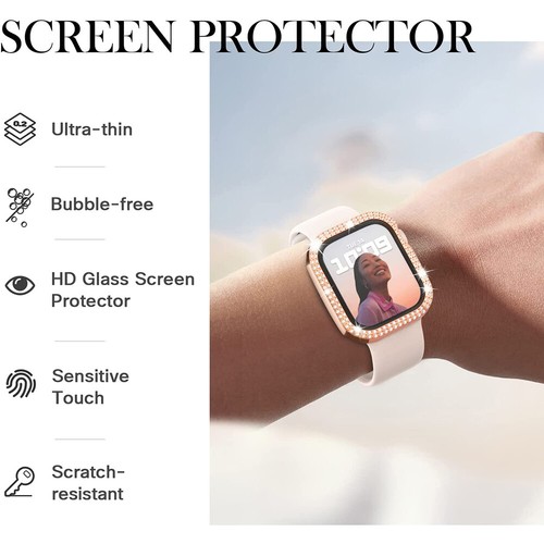 Etui ochronne Bling z folie ochronne na wyświetlacz do Apple Watch Series 9/8/7/6/5/4/SE - Zdjęcie 7 z 22