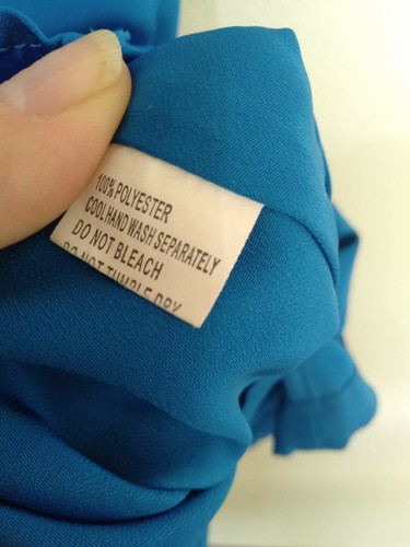 Ladakh Blue Spaghetti Strap Ruffle Lace Detail Belted Shift Dress Size 10 - Picture 6 of 8