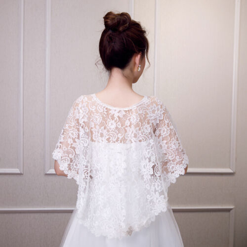1x Elegant Lace Shrug Shawl Cape Crop Bolero for Evening Dress Women Ladies - Picture 8 of 35