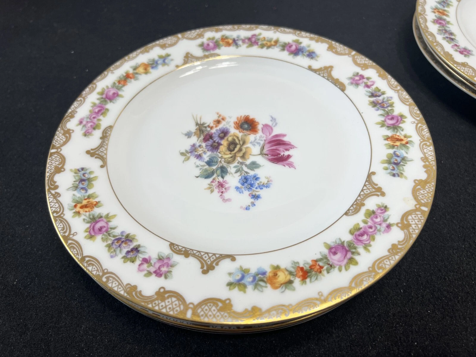 10 Royal Bayreuth ROB41 DRESDEN FLOWERS Gold Lace Luncheon Cabinet Plate ANTIQUE - Picture 7 of 14