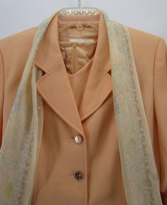 Escada Dress Suit Women 36 Orange Ermenegildo Zegna Cashmere 2