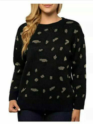 Kendall & Kylie  Women's Sweater Pullover Animal Print (Navy/Gold, XL)NWT