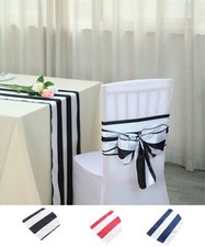 5 pcs Satin Stripe Chair Sashes Party Wedding Dinner Event Decorations Supplies