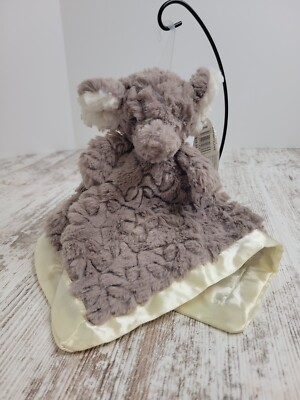 New MARY MEYER BABY Plush ELEPHANT BLANKET Brown Taupe Yellow Satin Stuffed Toy