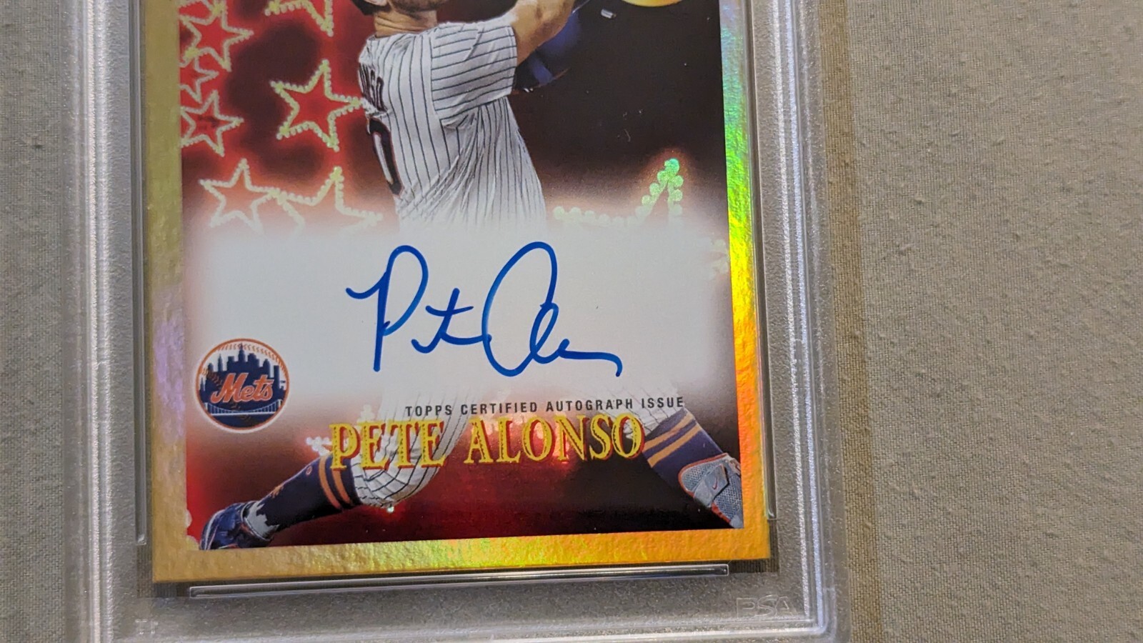 Pete Alonso Autograph SSP - 2023 Topps Archives Seasons Best Gold #/50 PSA 9 view 2