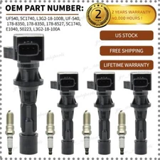 Set of 4 Ignition Coil & Iridium Spark Plug for 2017-2012 Mazda 3 CX-7 2.3 UF540
