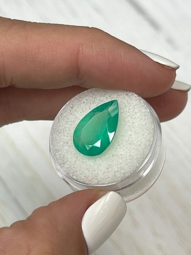 5.63 Carat Apple Green Natural Loose Large Colombian Emerald Pear Cut Certified - Picture 4 of 10