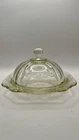 Vintage 1930s  Madrid Pattern Clear Depression Glass Butter Dish with cover.