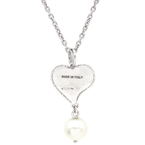 アクセサリー MIU MIU Heart Necklace Silver Miu Miu Necklace Heart Swing Pearl Silver 925 Pink | eBay