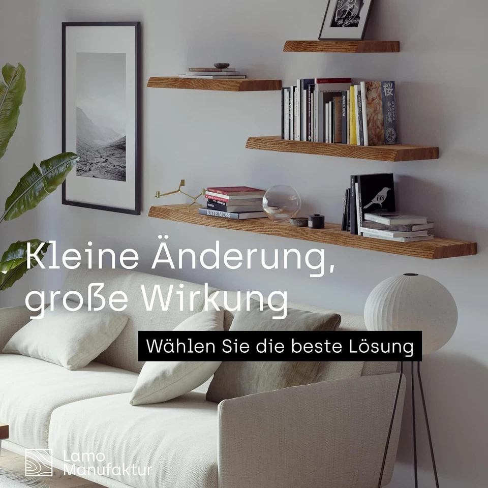 Estante De Madera Maciza De Fresno Con Bisel Estante De Pared Tablero De Madera - Imagen 3 de 4