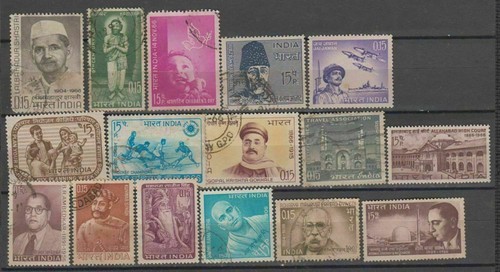 India 1966 Used Complete Year set of 16 Stamps - Picture 1 of 1