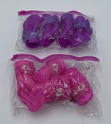 2x Ha Guai Guai Dog Boots Waterproof Anti-Slip Rubber Pink & Hot Pink Size M - Image 1 of 2