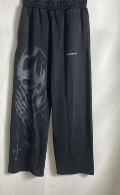 YoungLA Men's Black Skull Graphic Faded Wash Sweatpants NWT Sz S