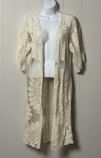 Rebellion Women s Cream Lace Kimono Open Front Cardigan Size S